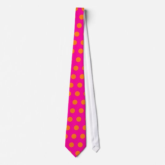 Oranje + roze polka stippen stropdas (Voorkant)