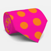 Oranje + roze polka stippen stropdas (Opgerold)