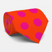 Oranje + roze polka stippen stropdas (Opgerold)