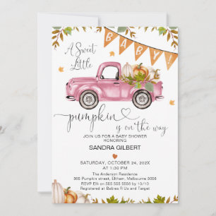 Oranje roze pompoenwagen met hart Baby shower Kaart