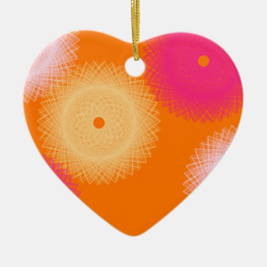 oranje & roze pop kleur keramisch ornament (Voorkant)