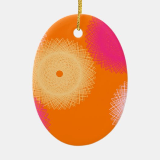 oranje & roze pop kleur keramisch ornament (Voorkant)