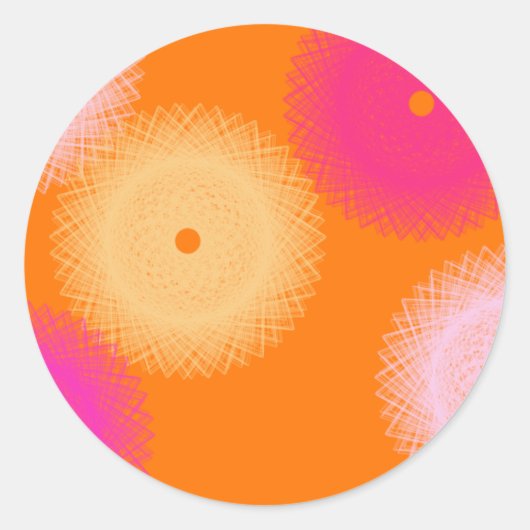 oranje & roze pop kleur ronde sticker (Voorkant)