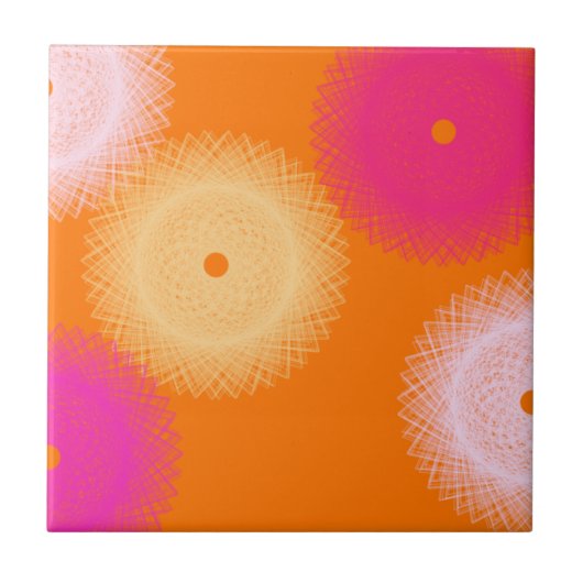 oranje & roze pop kleur tegeltje (Voorkant)