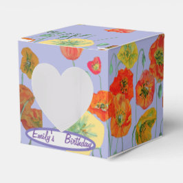 Oranje Roze Poppy Floral Birthday Cake Favor Box Bedankdoosjes
