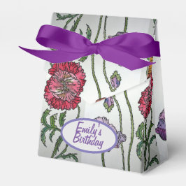 Oranje Roze Poppy Floral Birthday Cake Favor Box Bedankdoosjes