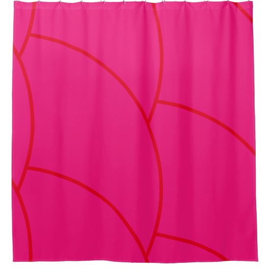 Oranje roze retro patroon Abstract Uniek Modern Douchegordijn (Voorkant)