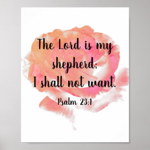 Oranje Roze Roze Psalm 23:1 Poster