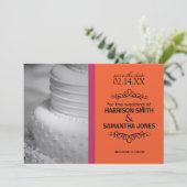 Oranje & Roze Save the Date Trouw Aankondigingen (Staand voorkant)