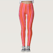 Oranje Roze Stijlvolle Strepen Patroon Ontwerp Leggings (Voorkant)