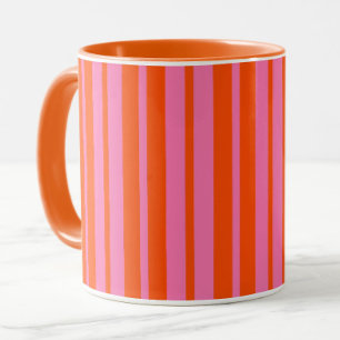 Oranje Roze Stijlvolle Strepen Patroon Ontwerp Mok