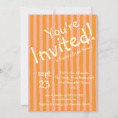 Oranje Roze Streep Bruidsfeest Uitnodiging (Voorkant)