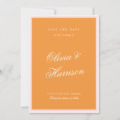 Oranje Roze Streep Bruiloft Save the Date Kaart (Voorkant)