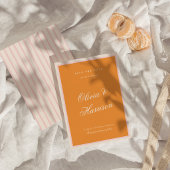 Oranje Roze Streep Bruiloft Save the Date Kaart
