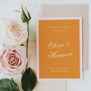 Oranje Roze Streep Bruiloft Save the Date Kaart