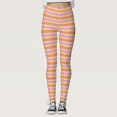 Oranje roze strepen B Leggings (Voorkant)