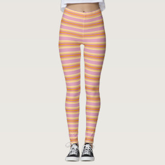 Oranje roze strepen B Leggings