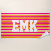 Oranje roze strepen Preppy esthetische strandlaken (Voorkant)