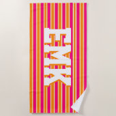 Oranje roze strepen Preppy esthetische strandlaken (Voorkant)