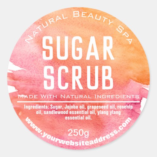 Oranje roze Sunset gekleurde Sugar Scrub-labels Ronde Sticker (Voorkant)