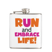 Oranje roze tekstechniek met draaiende marathon heupfles (Voorkant)