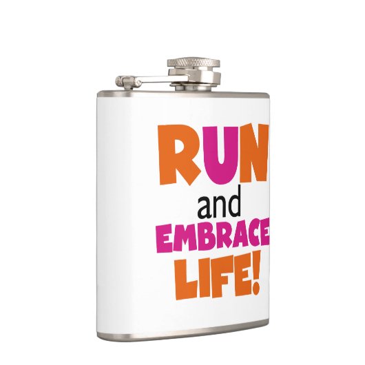 Oranje roze tekstechniek met draaiende marathon heupfles (Rechts)