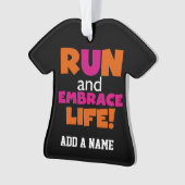 Oranje roze tekstechniek met draaiende marathon ornament (voorkant)