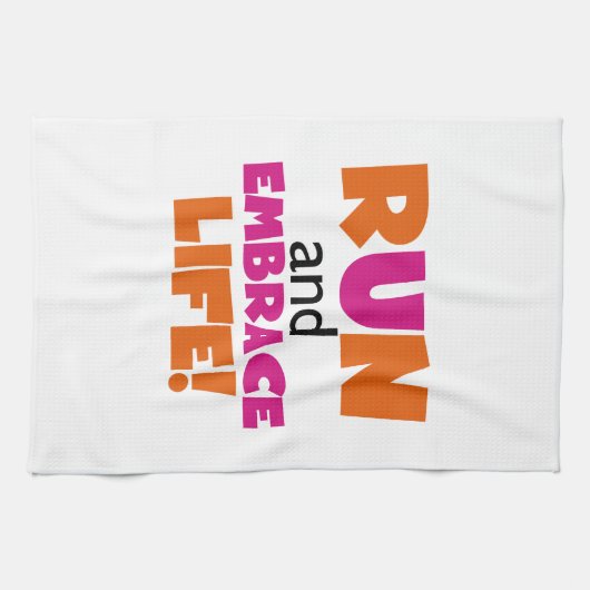 Oranje roze tekstechniek met draaiende marathon theedoek (Horizontaal)