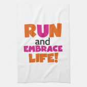 Oranje roze tekstechniek met draaiende marathon theedoek (Verticaal)