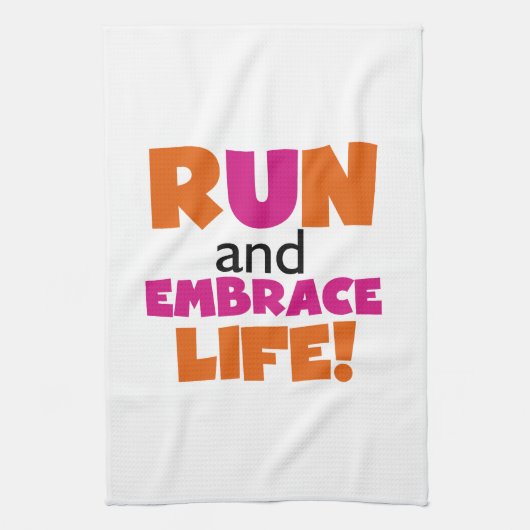 Oranje roze tekstechniek met draaiende marathon theedoek (Verticaal)