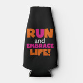 Oranje roze tekstrun-runner marathon flesjeskoeler (Voorkant)