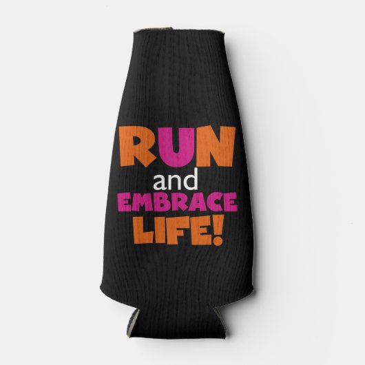 Oranje roze tekstrun-runner marathon flesjeskoeler (Voorkant)