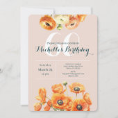 Oranje Roze Tuin Bloemen 60ste Verjaardagsfeest Kaart (Voorkant)