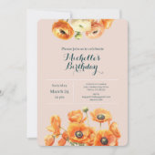 Oranje Roze Tuin Bloemen Elke Leeftijd Verjaardags Kaart (Voorkant)