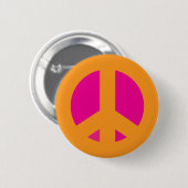 Oranje-roze vredespin ronde button 5,7 cm (Voorkant /achterkant)