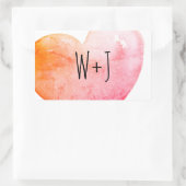 Oranje Roze Waterverf Hartmonogram Ronde Sticker (Tas)