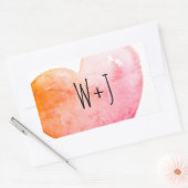 Oranje Roze Waterverf Hartmonogram Ronde Sticker (Envelop)