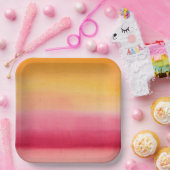  Oranje Roze Waterverf Papieren Bordje (Feest)