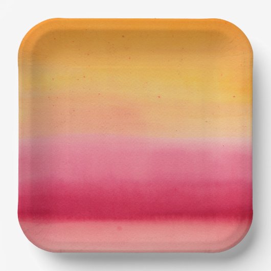  Oranje Roze Waterverf Papieren Bordje (Voorkant)