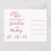 Oranje roze Waterverf sparen de Datum Aankondigingskaart (Achterkant)