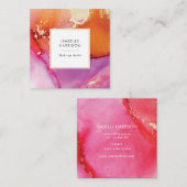 Oranje roze waterverf visitekaartje (Voorkant / Achterkant)