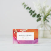 Oranje roze waterverf visitekaartje (Staand voorkant)
