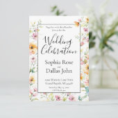  Oranje Roze Waterverf Wildflowers Wedding Kaart (Staand voorkant)