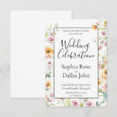  Oranje Roze Waterverf Wildflowers Wedding Kaart (Voorkant / Achterkant)