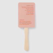 Oranje roze weddenschapsprogramma met een  minimal handwaaier (Achterkant)