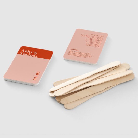 Oranje roze weddenschapsprogramma met een  minimal handwaaier (Niet-gemonteerd)