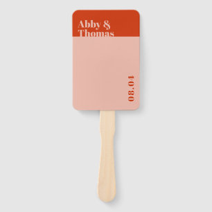 Oranje roze weddenschapsprogramma met een  minimal handwaaier