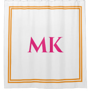 Oranje Roze Wit Monogrammen Naam Stijlvolle Decora Douchegordijn