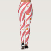 Oranje roze witte Abstracte lijnpatroon Leggings (Achterkant)