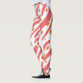 Oranje roze witte Abstracte lijnpatroon Leggings (Links)